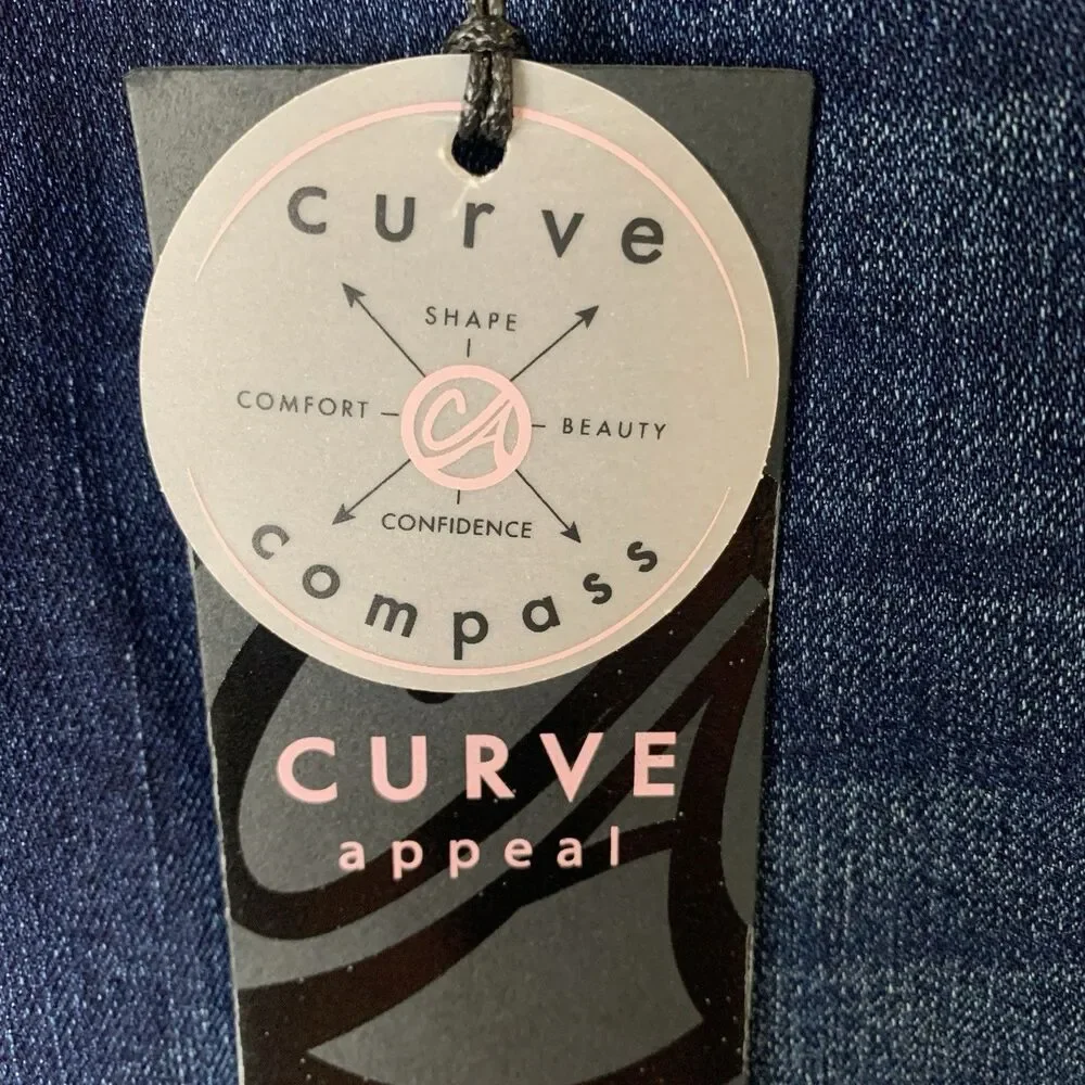 Curve Appeal Jeans Women 14 Blue Straight Leg Momcore Preppy Casual NWT - Picture 3 of 9